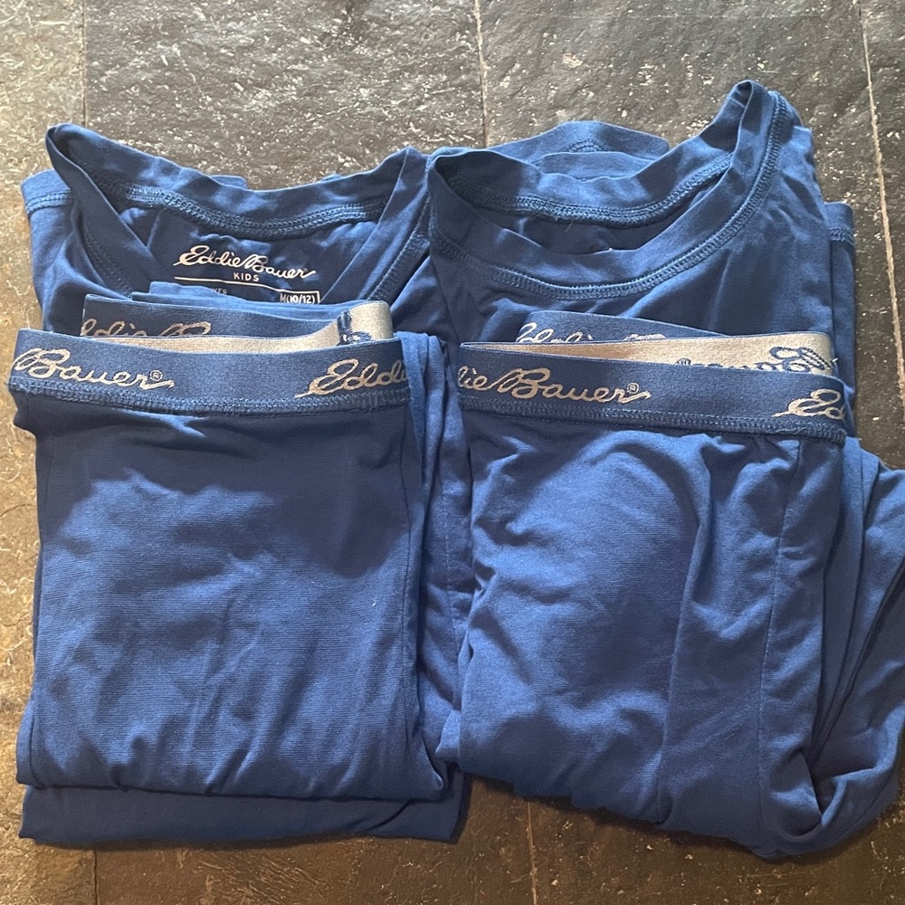 2 Sets Eddie Bauer Youth Base Layer Thermal Tops and Bottoms